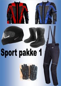 Hovedbilde   SPORT PAKKE  MC 1:Full pakke jakke,bukse,støvler,hjelm,hansker