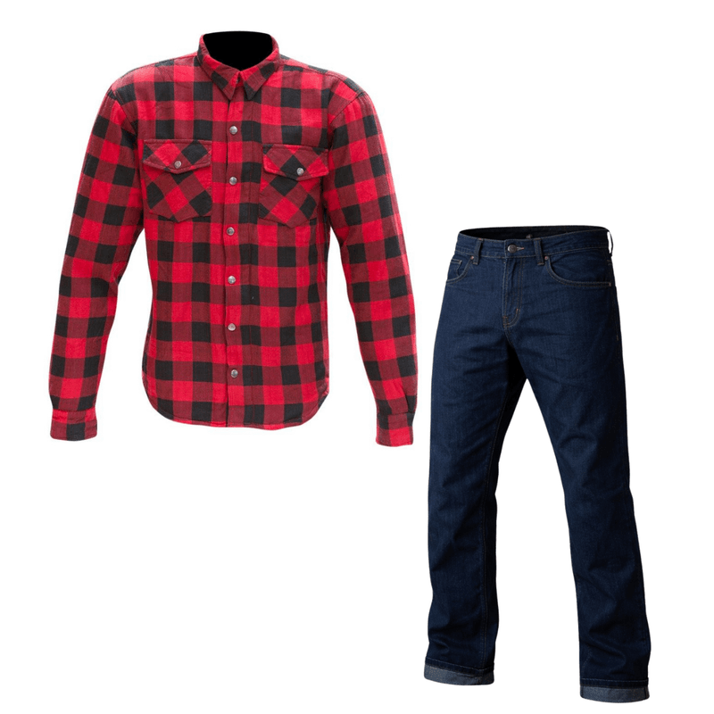 Pakketilbud Canadaskjorte Rød og jeans begge produsert med Dupont® kevlar